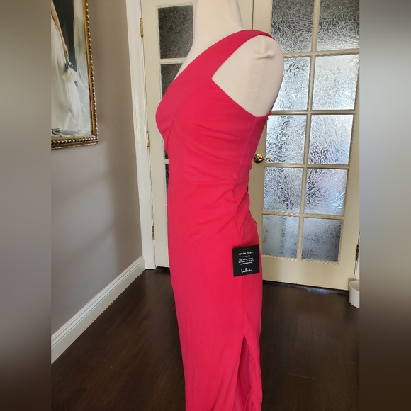 Hot Pink One-Shoulder Maxi Dress - Picture 6 of 7